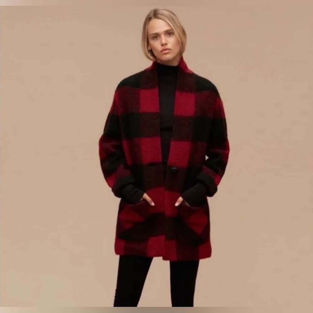 Aritzia Wilfred Red/Black Off Duty Wool Blend Jacket Size Small